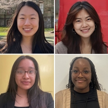 Clockwise from top left, third-year students Annabelle Jin, Claire Jun, and Destiny Uwawuike, and second-year student Johana Munoz