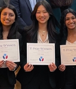  Rima Chavali, C’27, W’27, Neha Chelamkuri, C’27, W’27, and Kylie Chang, ENG’27, W’27 